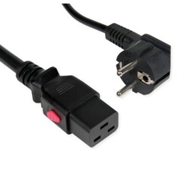 Kabel zasilający Roline Przewód zasilający ROLINE 3P z niemieckim wtykiem CEE 7/7, IEC320 – C19 16 A, z blokadą, czarny, 3 m