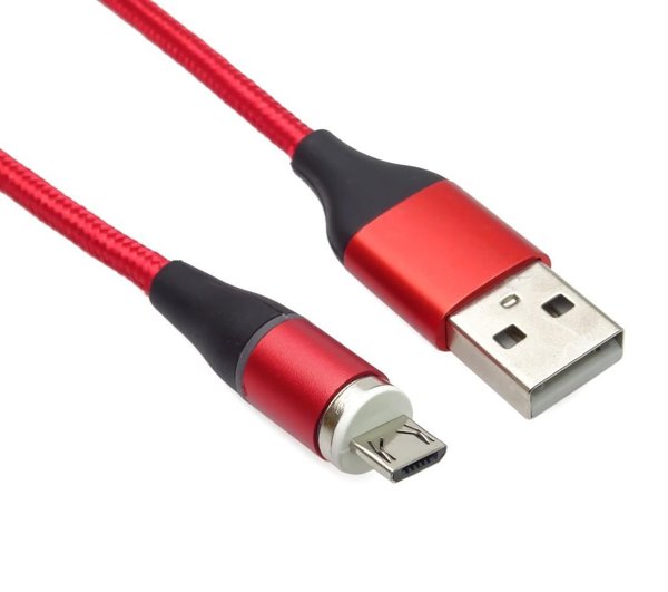PremiumCord Καλώδιο USB 3 σε 1 USB-A σε MicroUSB & USB-C 1m, Πλεκτό Κόκκινο (ku2m1fgr)