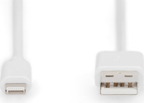 Digitus Καλώδιο USB-A σε Lightning 2m, MFi Πιστοποιημένο, Γρήγορη Φόρτιση, Λευκό (DB-600106-020-W)