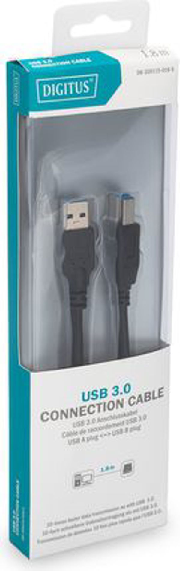 Kabel USB Digitus USB-A - USB-A 1.8 m Czarny (DB-300115-018-S)