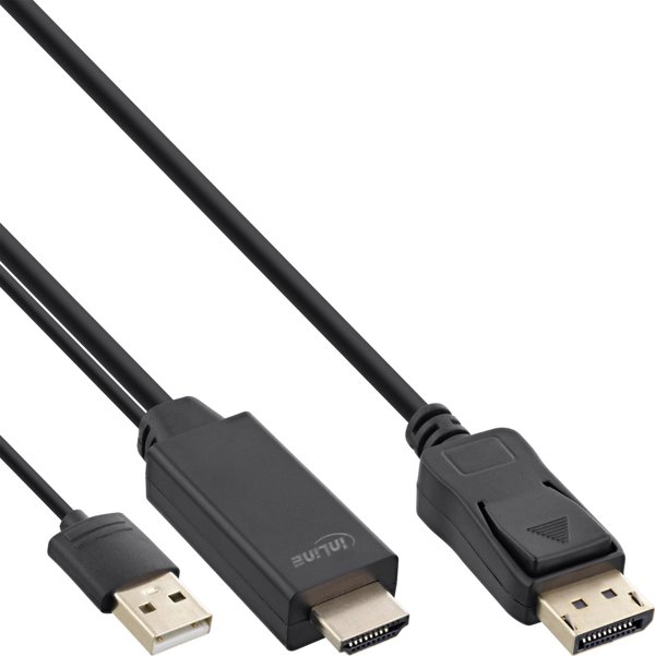 Καλώδιο InLine DisplayPort σε HDMI, 1m, Μαύρο (17161P)