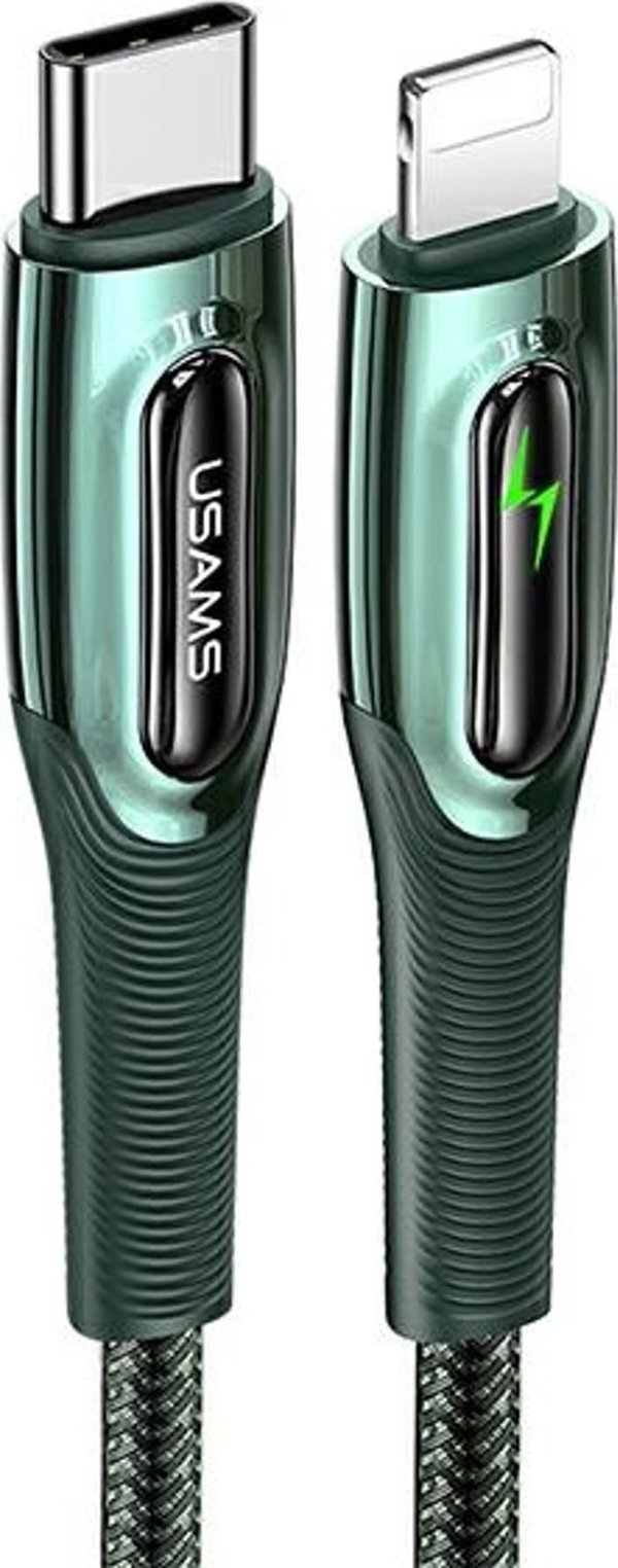 USAMS Καλώδιο USB-C σε Lightning US-SJ518, 20W PD, Smart Power-off, Πλεκτό, 1.2m, Dark Green