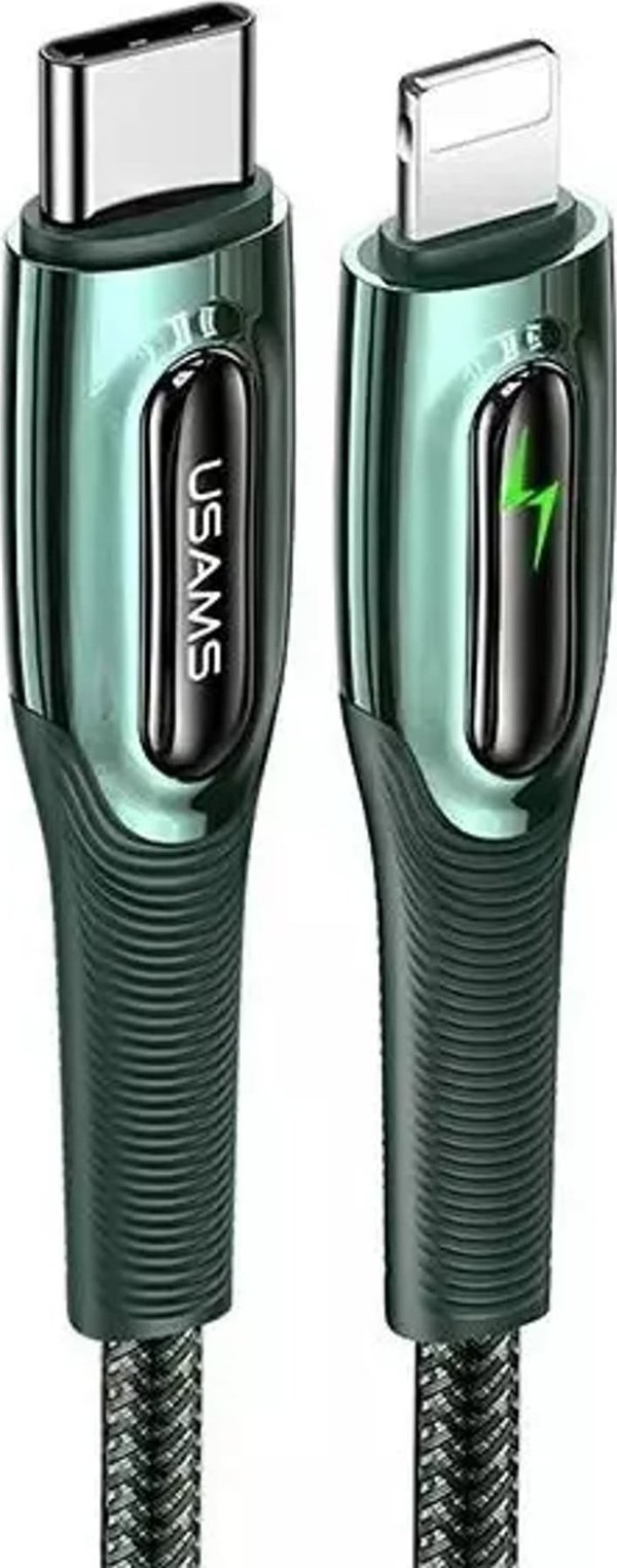 USAMS Καλώδιο USB-C σε Lightning US-SJ518, 20W PD, Smart Power-off, Πλεκτό, 1.2m, Dark Green