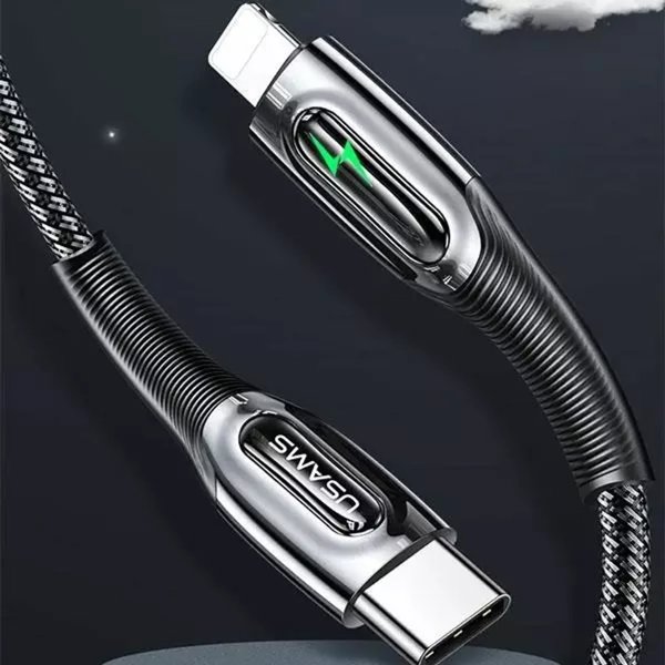 USAMS Καλώδιο USB-C σε Lightning US-SJ518, 20W PD, Smart Power-off, Πλεκτό, 1.2m, Dark Green