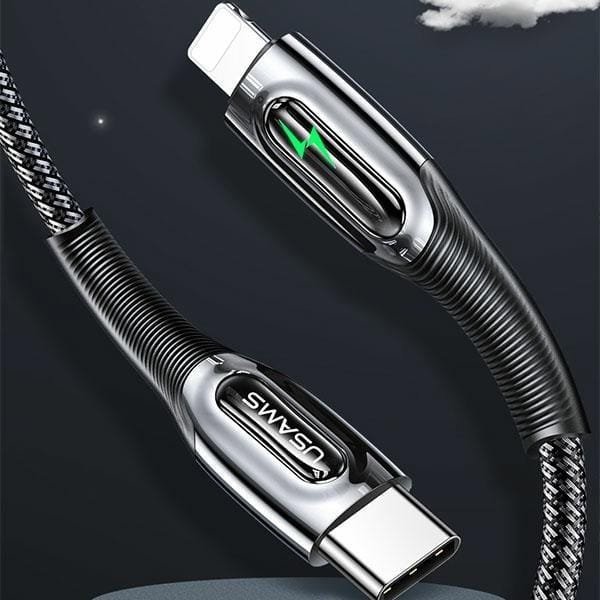 USAMS Καλώδιο USB-C σε Lightning US-SJ518, 20W PD, Smart Power-off, Πλεκτό, 1.2m, Dark Green
