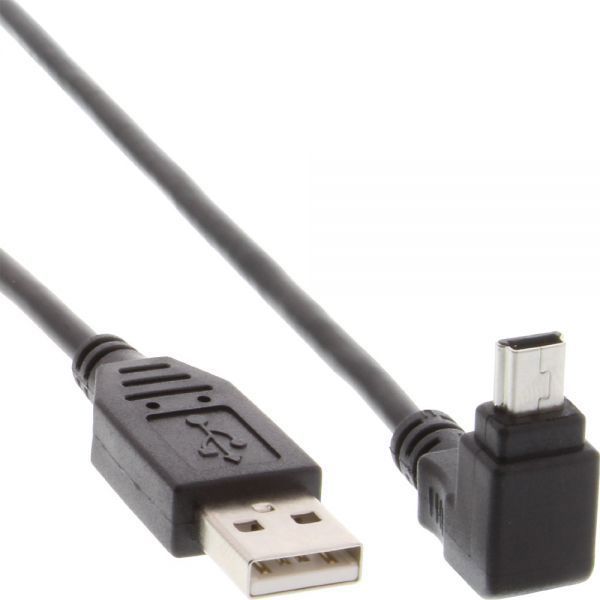 Καλώδιο InLine USB-A σε miniUSB 1.5m, Γωνιακό 90 μοιρών, Μαύρο