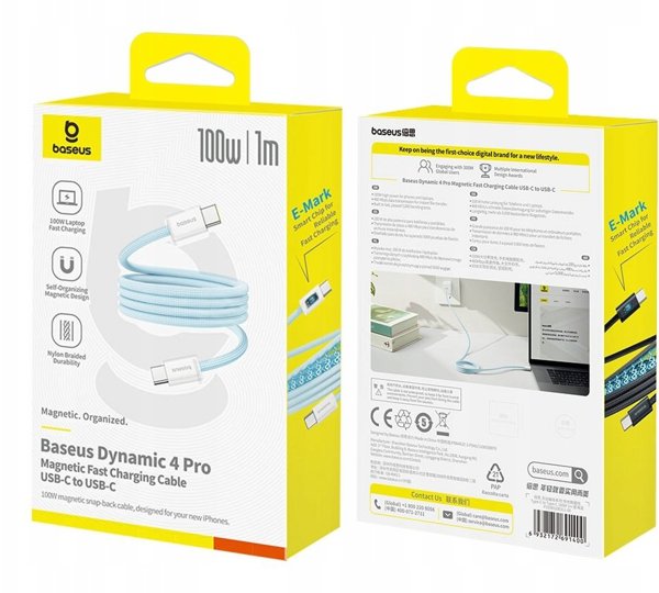 Kabel Baseus Dynamic 4 Pro 100W USB-C - USB-C 1m - niebieski