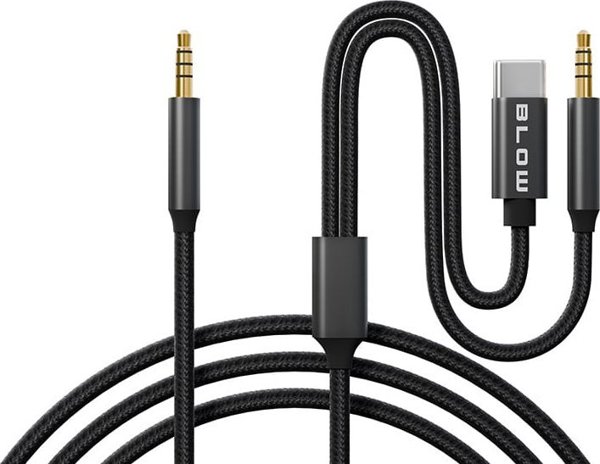 66-167# Προσαρμογέας usb-c - jack 3,5 + jack 3,5 1,2m πλεκτό