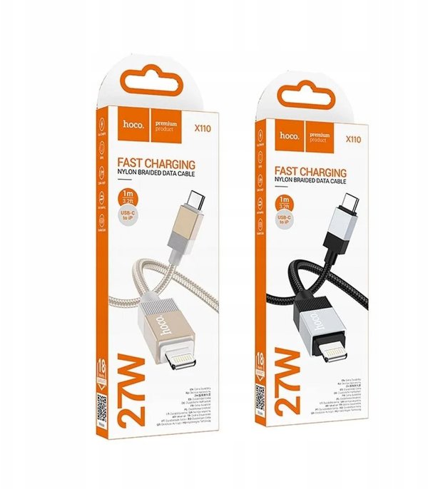 Kabel USB C do Lightning Hoco PD 27W 1 m X110 czarny