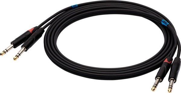 Kabel SSQ Jack 3.5mm x2 - Jack 3.5mm x2 2m czarny (SS-1457)