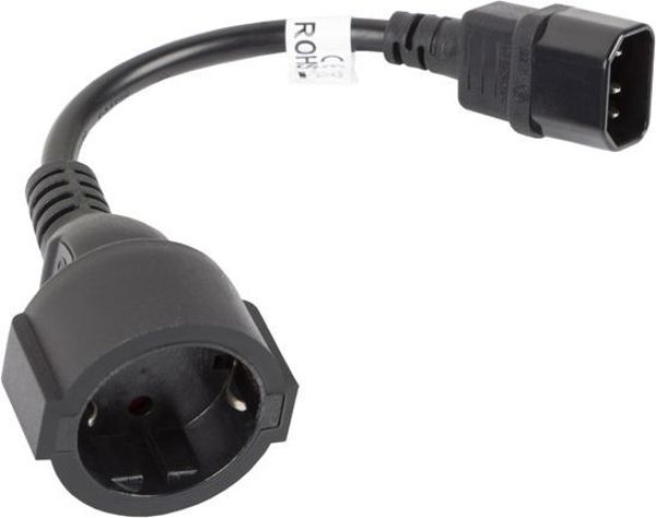 Kabel zasilający Lanberg IEC 320 C14 - Schuko, 20cm, czarny (CA-C14E-10CC-0018-BK) [outlet]