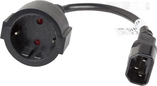 Kabel zasilający Lanberg IEC 320 C14 - Schuko, 20cm, czarny (CA-C14E-10CC-0018-BK) [outlet]