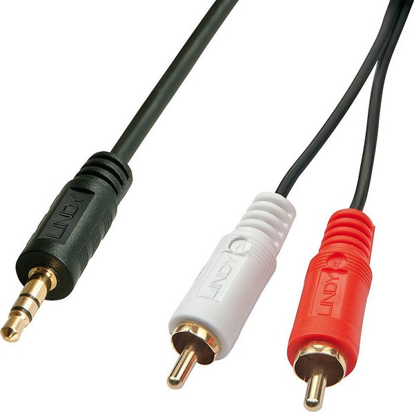 Kabel Lindy Jack 3.5mm - RCA (Cinch) x2 3m czarny (35682)