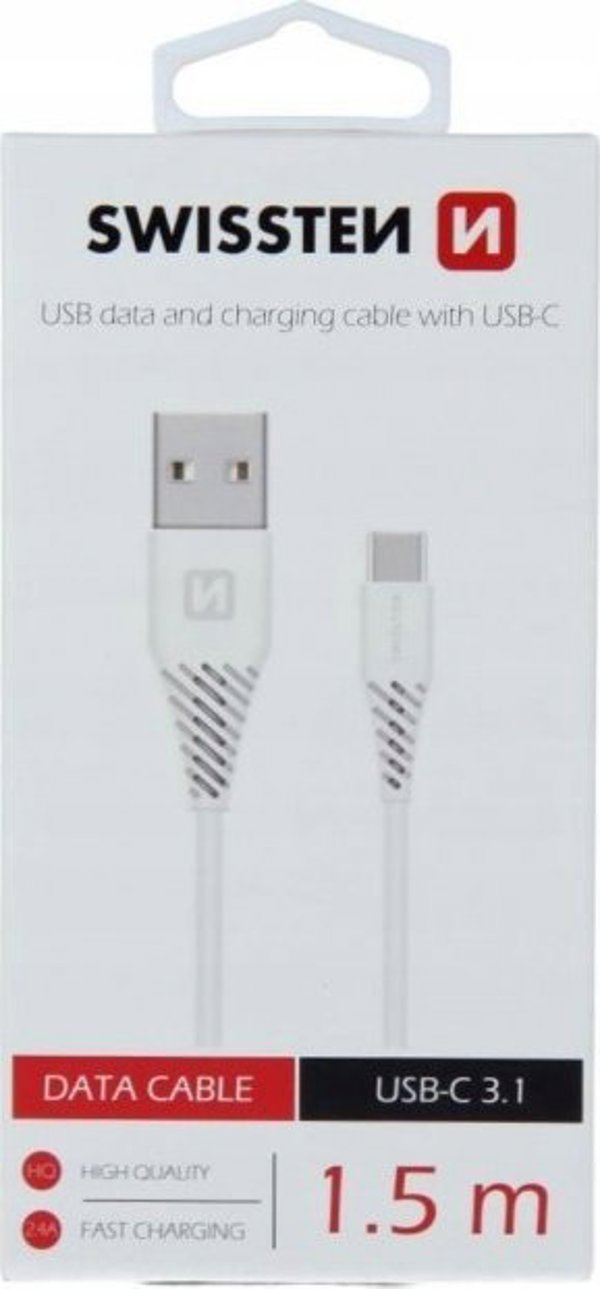 Καλώδιο USB Swissten USB-A - USB-C 1,5 μ, λευκό (71504400)