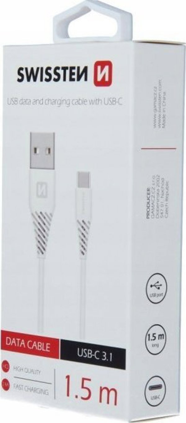 Καλώδιο USB Swissten USB-A - USB-C 1,5 μ, λευκό (71504400)