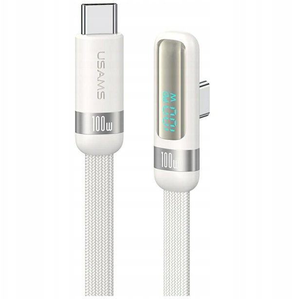 USAMS καλώδιο US-SJ653 PD 100W USB-C/USB-C 1,2μ λευκό