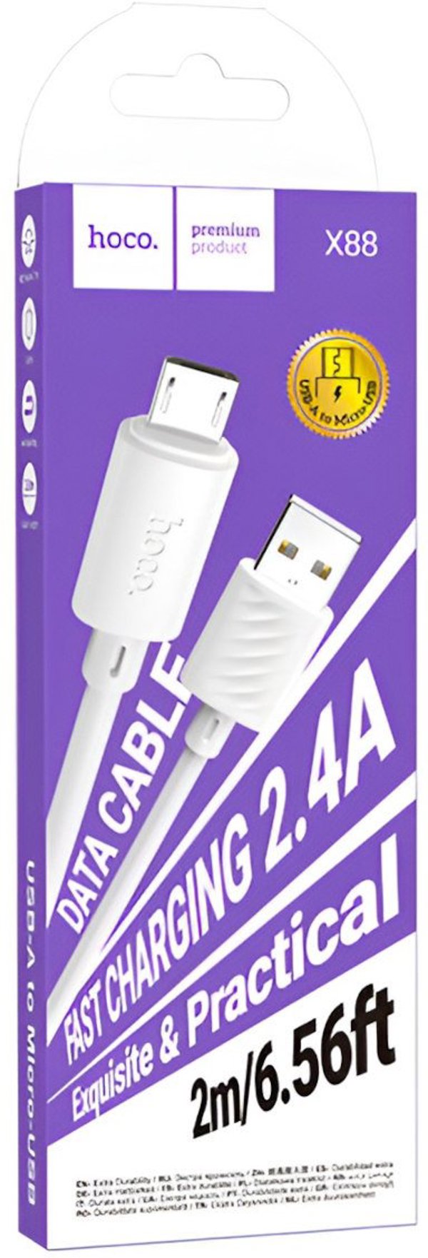 Καλώδιο USB A σε Micro USB Hoco 2,4A 2 μ. X88 λευκό