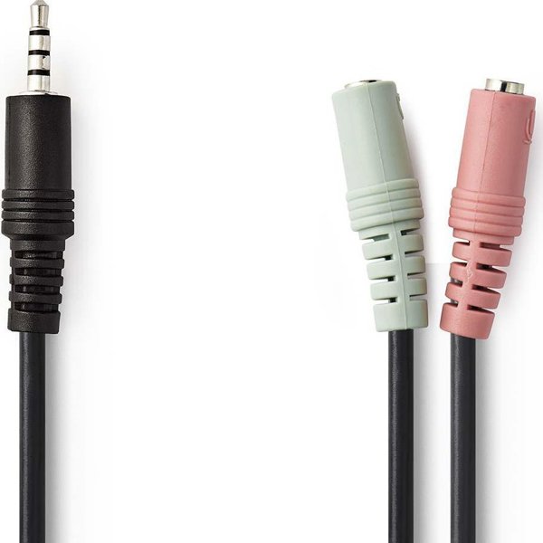 Kabel Nedis kabel audio 0,2 m 2 x 3.5mm czarny