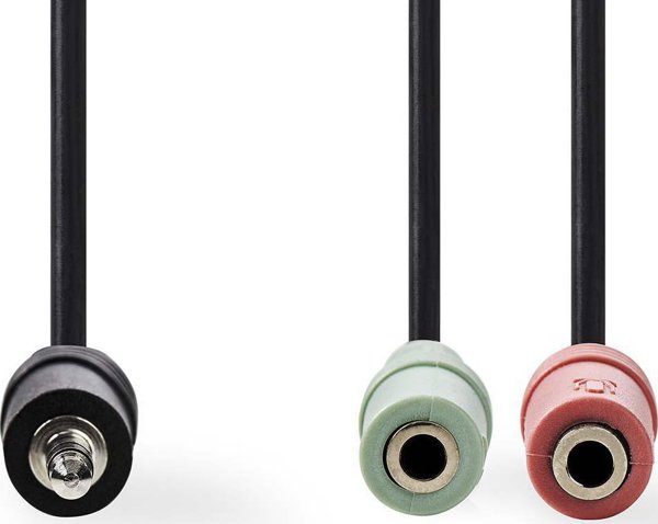 Kabel Nedis kabel audio 0,2 m 2 x 3.5mm czarny