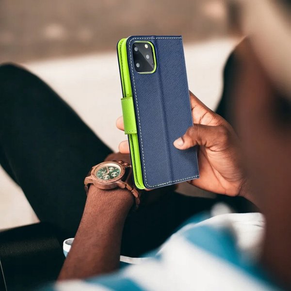 Kabura FANCY Book do SAMSUNG A56 granatowo limonkowy