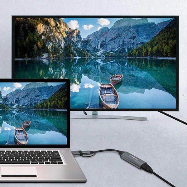 Kabel adapter Qoltec USB-C USB-A | HDMI | 4K 30Hz | Aluminium