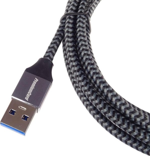 Καλώδιο USB PremiumCord USB-A σε USB-C, 0.5m, Μαύρο/Γκρι