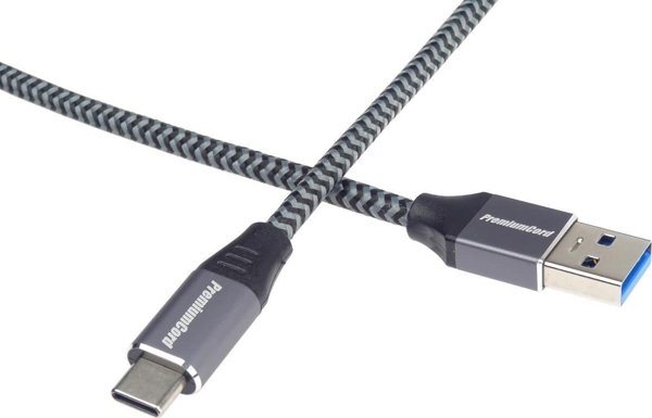 Καλώδιο USB PremiumCord USB-A σε USB-C, 0.5m, Μαύρο/Γκρι