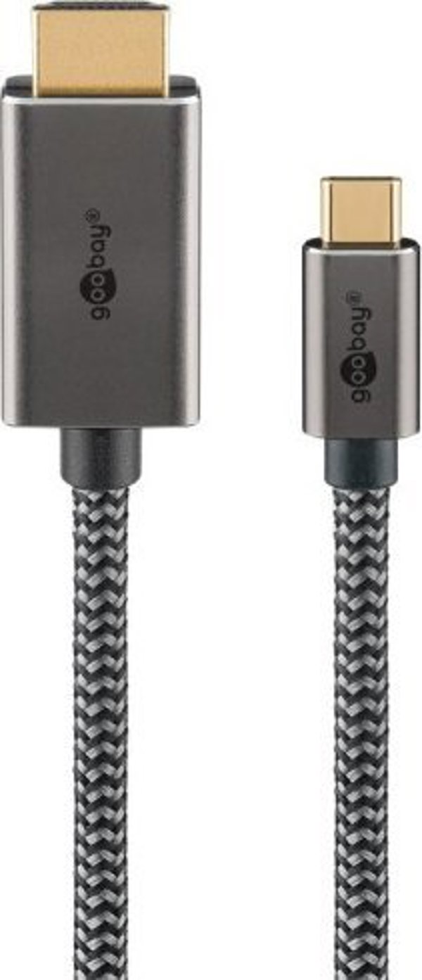 Υφασμάτινο καλώδιο USB-C™ σε HDMI™ 4K @ 60 Hz, 3 m, μαύρο ασημί - Μήκος καλωδίου 3 m