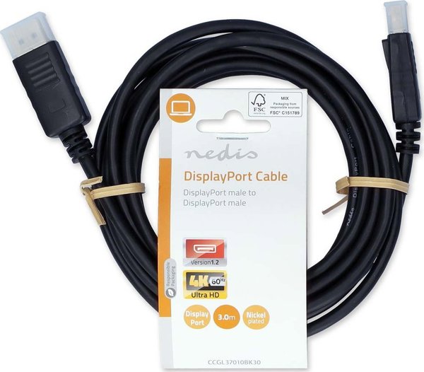 Kabel Nedis Nedis CCGL37010BK30 kabel DisplayPort 3 m Czarny