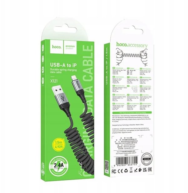 Kabel USB C do Lightning Hoco PD 27W 1,5 m X121 czarny