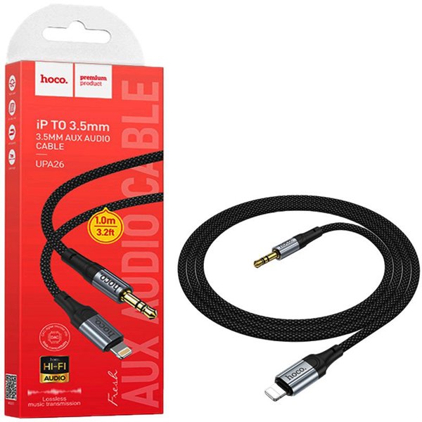 Καλώδιο HOCO UPA26 AUX Lightning σε Jack 3.5mm, 1m, Μαύρο