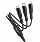 Kabel 3w1 USB C / USB A do Lightning + USB C + Micro USB Hoco 1 m X123 czarny