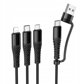 Kabel 3w1 USB C / USB A do Lightning + USB C + Micro USB Hoco 1 m X123 czarny