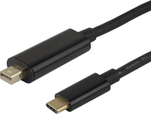 Kabel USB Deltaco USB-C - miniDisplayPort kabel 4K UHD, pozłacany, 2 m, czarny / / 1903815 (USBC-DP200M)
