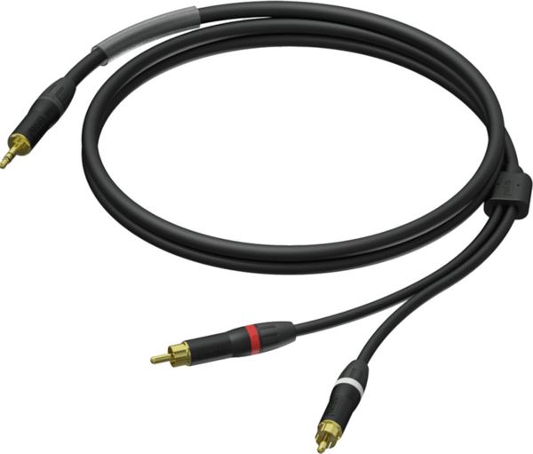 Procab Καλώδιο Ήχου Jack 3.5mm σε 2x RCA, 1.5m, Μαύρο (PRA711/1.5)