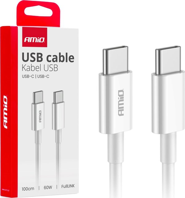 Καλώδιο USB AMiO Καλώδιο φόρτισης usb-c - usb-c 60w 100cm fulllink amio-03896