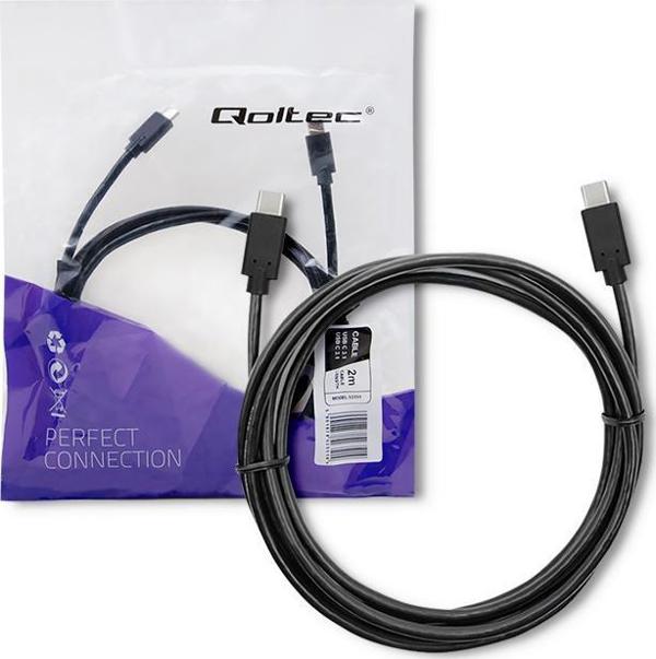 Kabel USB Qoltec USB-C - USB-C 2 m Czarny (52351)