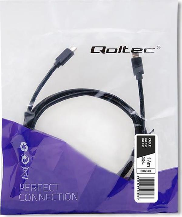 Kabel USB Qoltec USB-C - USB-C 2 m Czarny (52351)