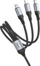 Καλώδιο Hoco X102 3-σε-1 USB-A σε Lightning, Micro USB και USB-C, 2.4A, 1m, Μαύρο