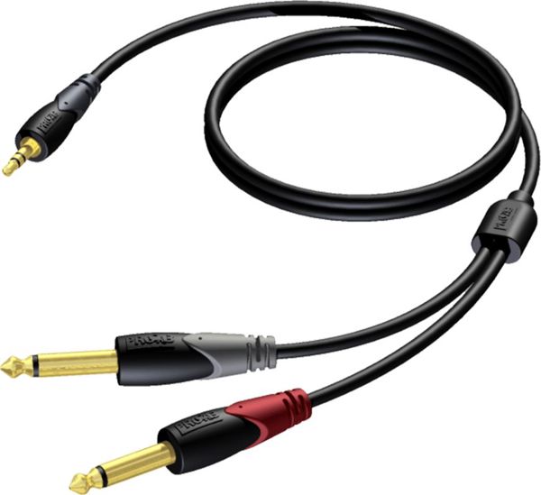 Καλώδιο Ήχου Procab CLA713, 3.5mm Stereo Male σε 2x 6.3mm Mono Male, 1.5m, Μαύρο