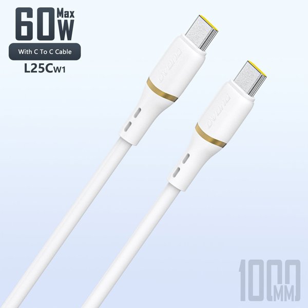 Καλώδιο Dudao L25C USB-C σε USB-C σιλικόνης 60W 1μ - λευκό