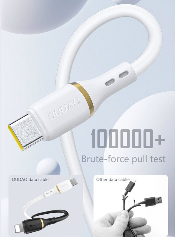 Καλώδιο Dudao L25C USB-C σε USB-C σιλικόνης 60W 1μ - λευκό