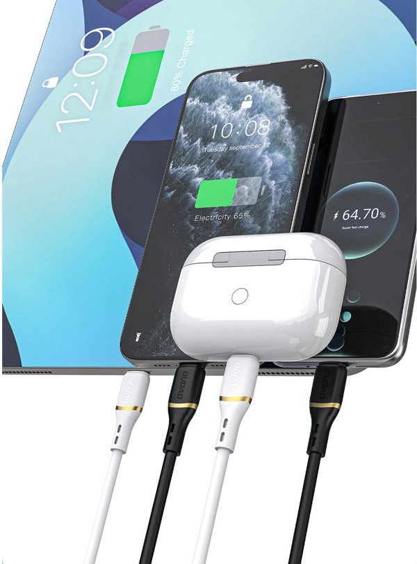 Καλώδιο Dudao L25C USB-C σε USB-C σιλικόνης 60W 1μ - λευκό