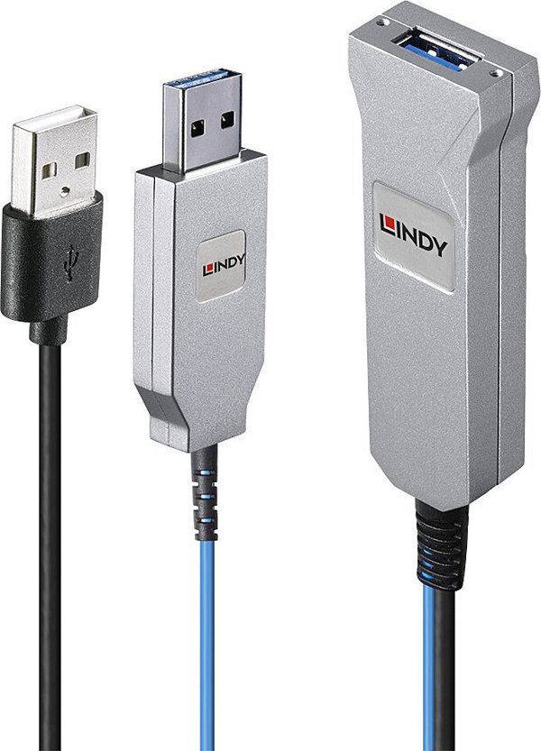 Lindy Καλώδιο Οπτικών Ινών USB 3.0, 30m, 5Gb/s, Μπλε (43345)