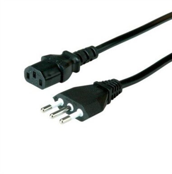 Kabel zasilający Value Kabel zasilający VALUE, proste złącze IEC, wersja włoska, czarny, 0,8 m