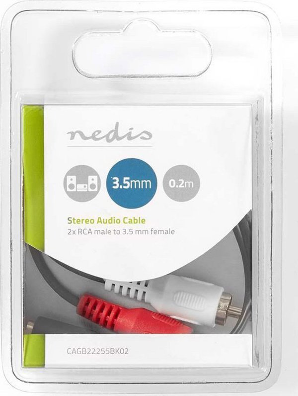 Kabel Nedis kabel audio 0,2 m 2 x RCA 3.5mm Czarny