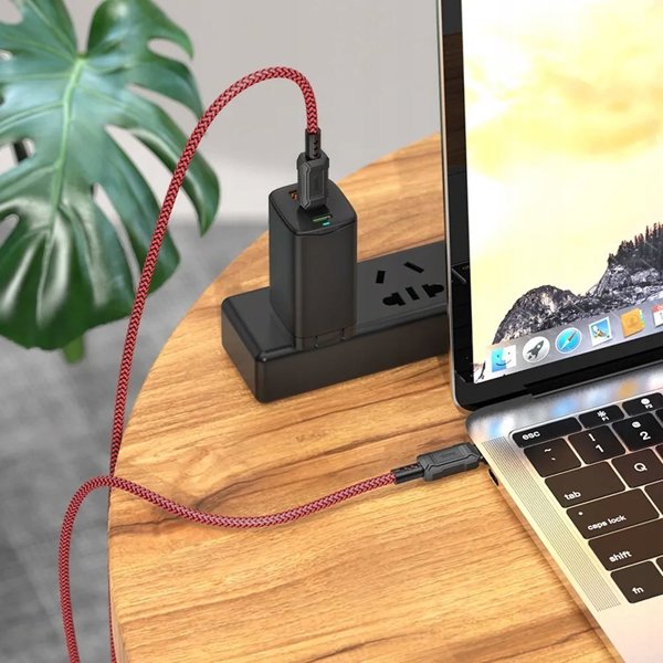 Kabel USB Hello Case USB-C - USB-C 1 m Czerwono-czarny (GSMA0281)