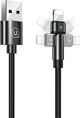 Καλώδιο Usams U60 USB-A σε Lightning 1m με Περιστρεφόμενη Άκρη, Πλεγμένο, 2A, Μαύρο