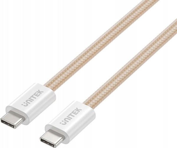 Unitek Καλώδιο USB-C σε USB-C, Μαγνητικά Αναδιπλούμενο, PD 100W, Με Πλέξη, Μπεζ, 1m