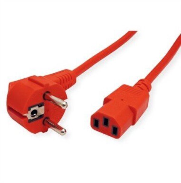 Kabel zasilający Roline Kabel zasilający ROLINE, proste złącze IEC, czerwony, 0,8 m